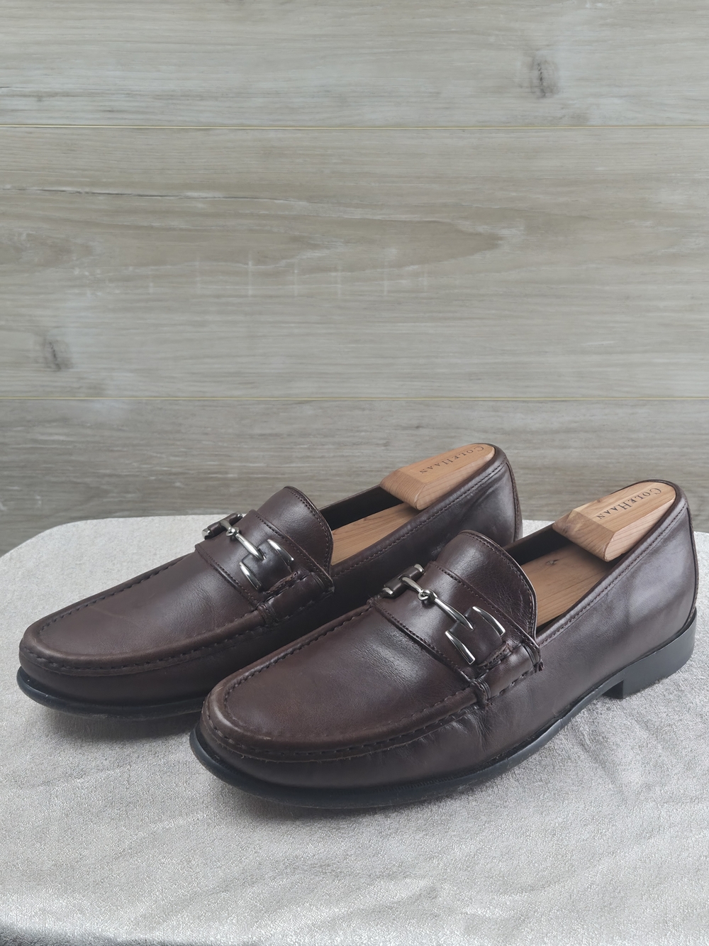 Cole Haan Dark Brown Leather Bit Loafers Men's Size 10.5 D Dress Slip On Shoes
